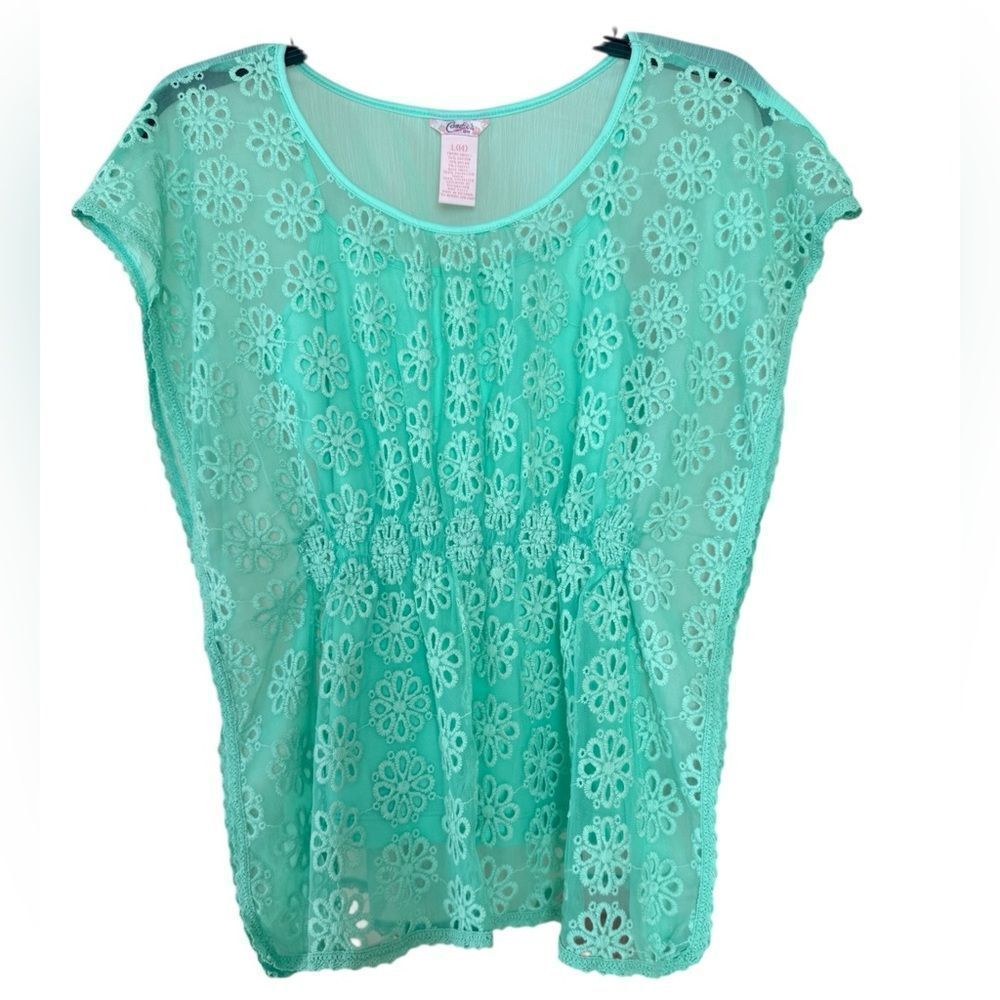 Candie's Green Cap Sleeve Embellished Blouse